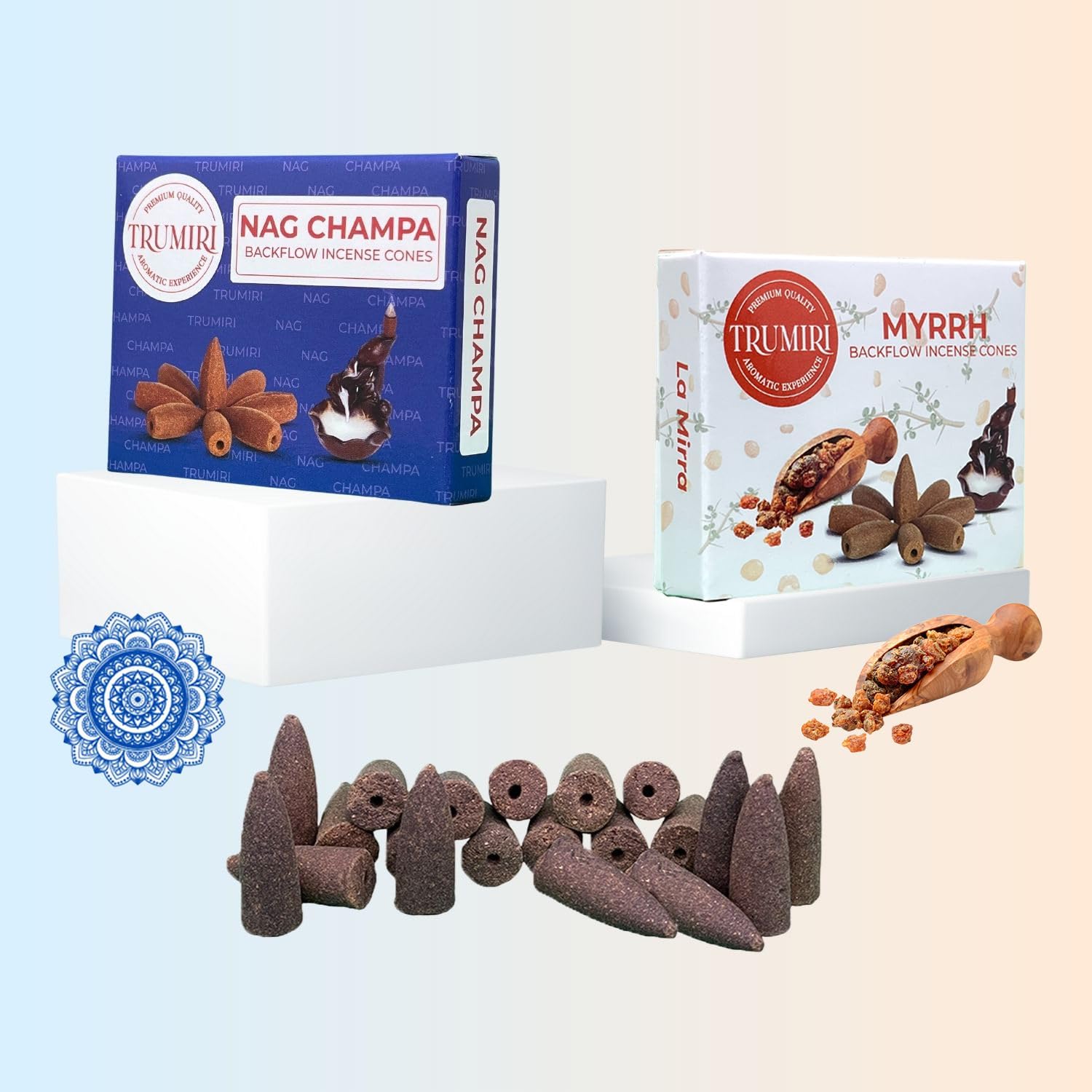 TRUMIRI Backflow Incense Cones - 20-Pack Waterfall Blend