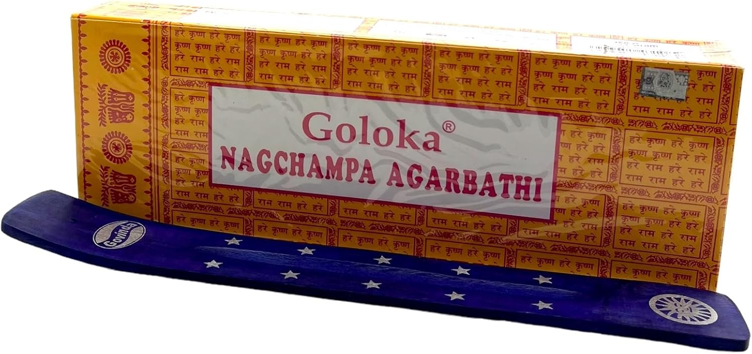 Govinda Incense Stick Holder Bundle with Nag Champa Incense - 250 GM Natural Box