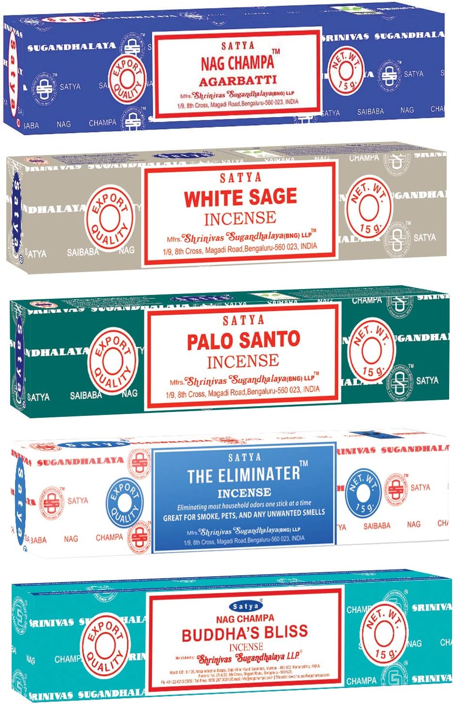 Satya Nag Champa Incense Sticks 5 Pack Assortment