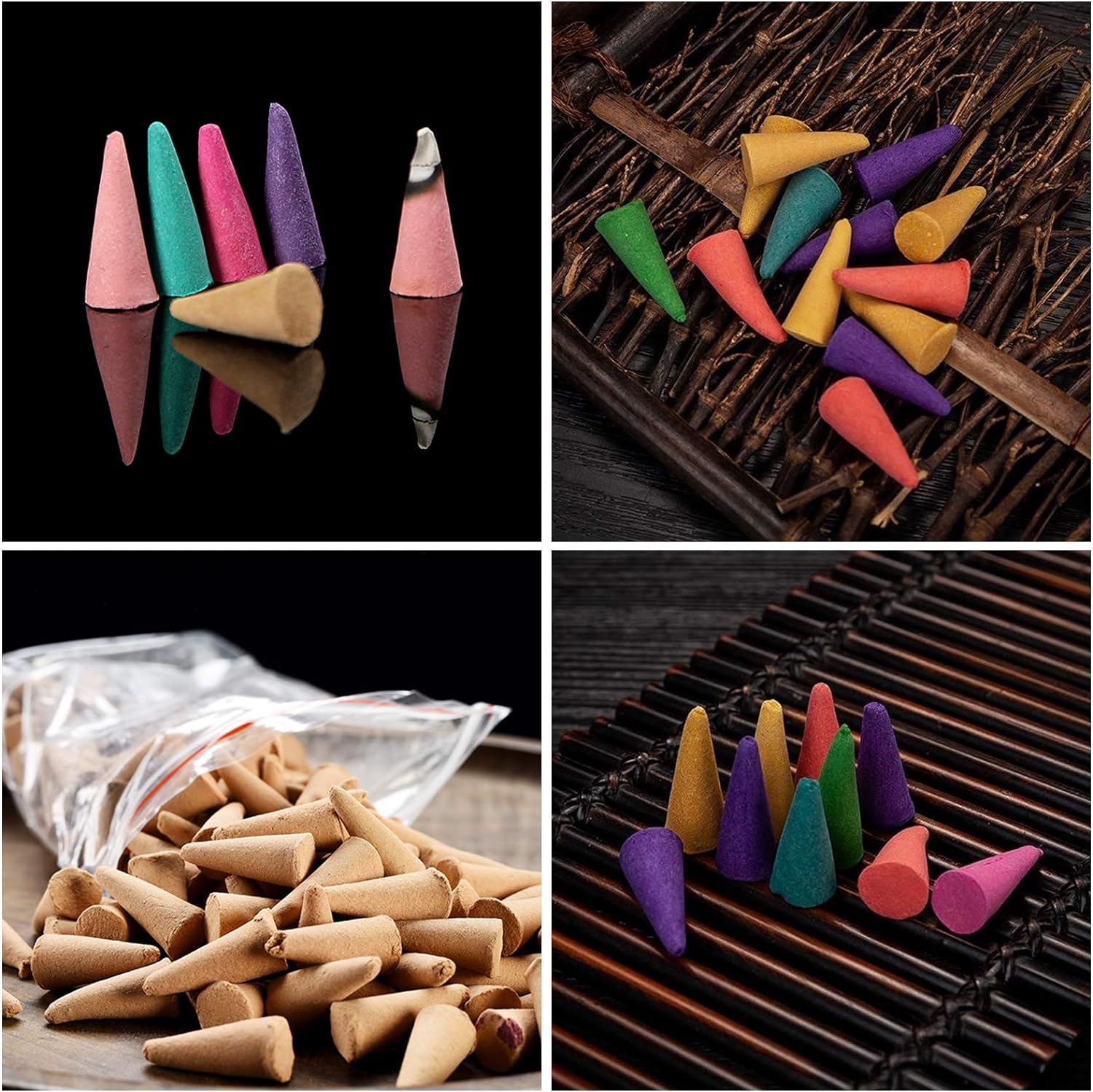 DUOHEMENG Incense Cones 8 Mixed Scents 320 Total with Ceramic Burner