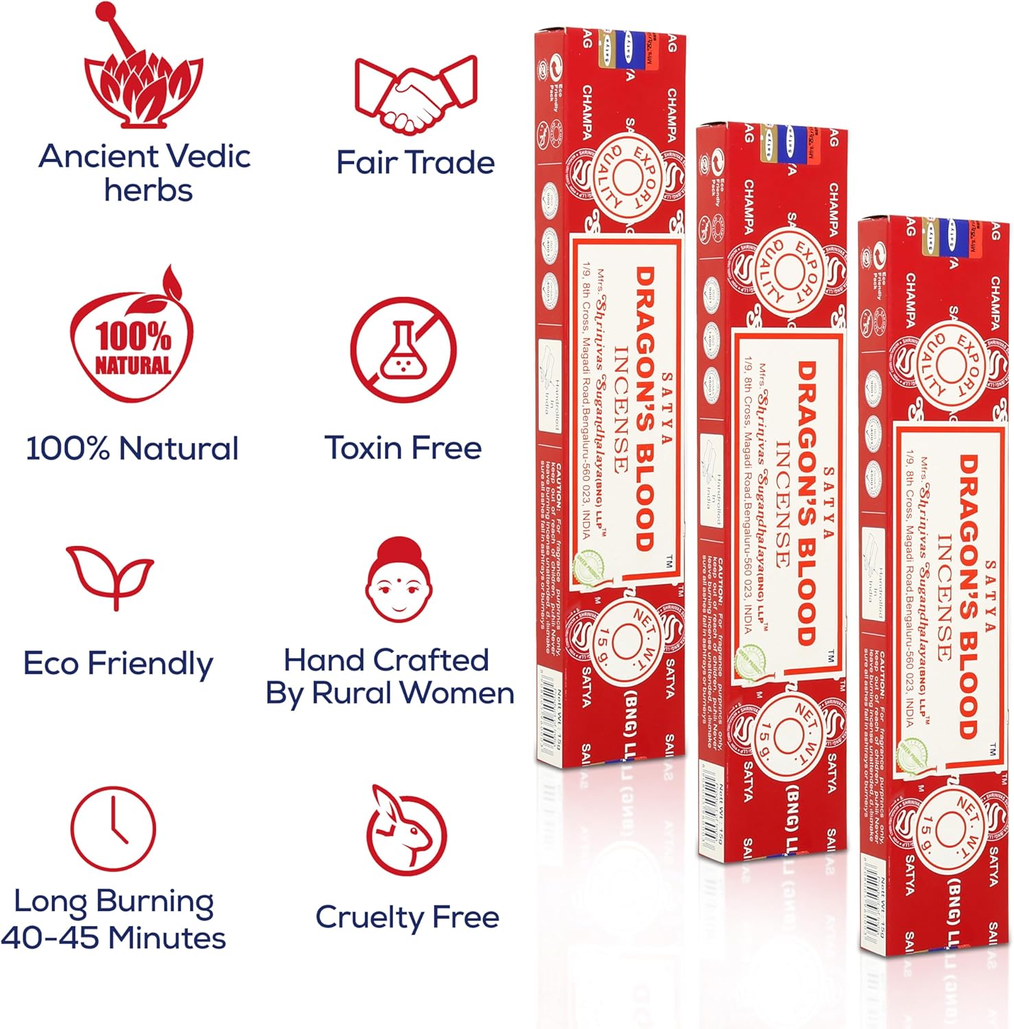 Satya Nagchampa Dragon Blood Incense Sticks 45 GMS with Raajsee Holder