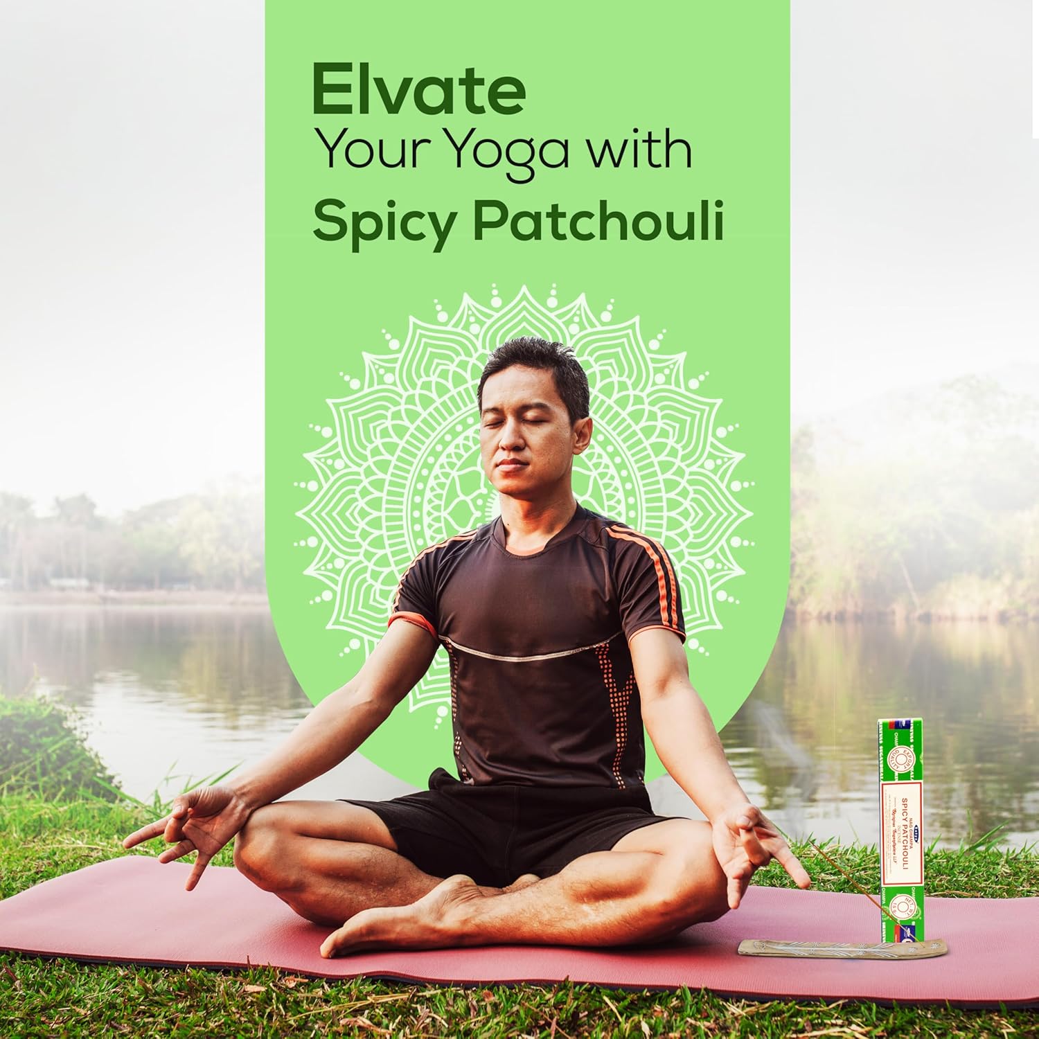 Satya Spicy Patchouli Incense Sticks 12 Pack with Wooden Holder