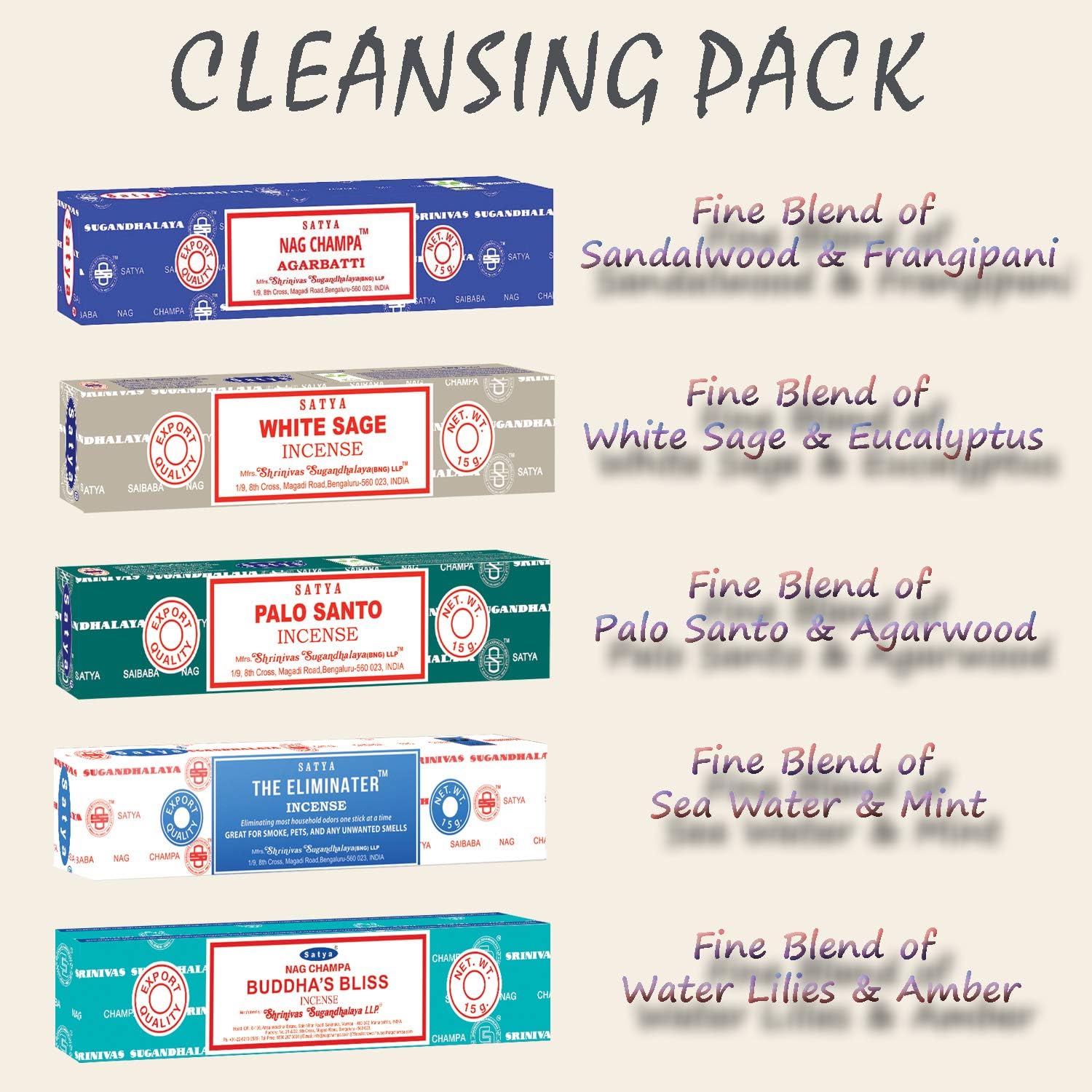 Satya Nag Champa Incense Sticks 5 Pack Assortment