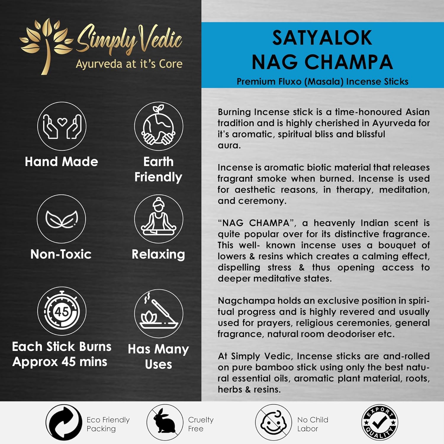 Simply Vedic Nag Champa Incense Sticks 250g with Holder 1