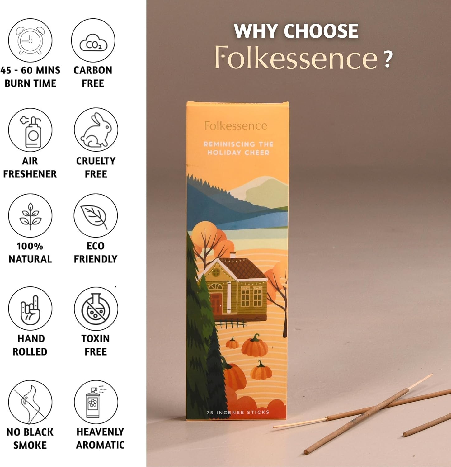Folkulture Pumpkin Spice Incense Sticks Pack of 75