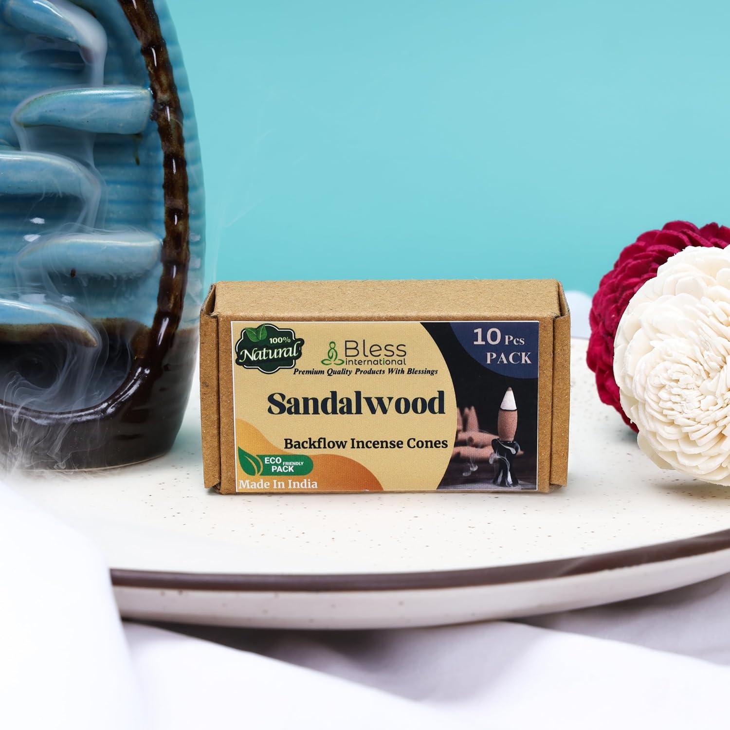 Bless International Natural Sandalwood Incense Cones 10 Count
