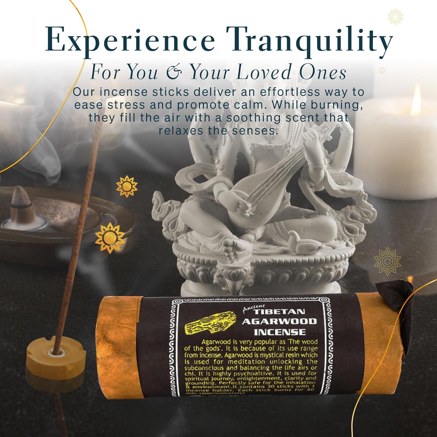 Tibetan Agarwood Incense Pack of 3 for Meditation and Yoga