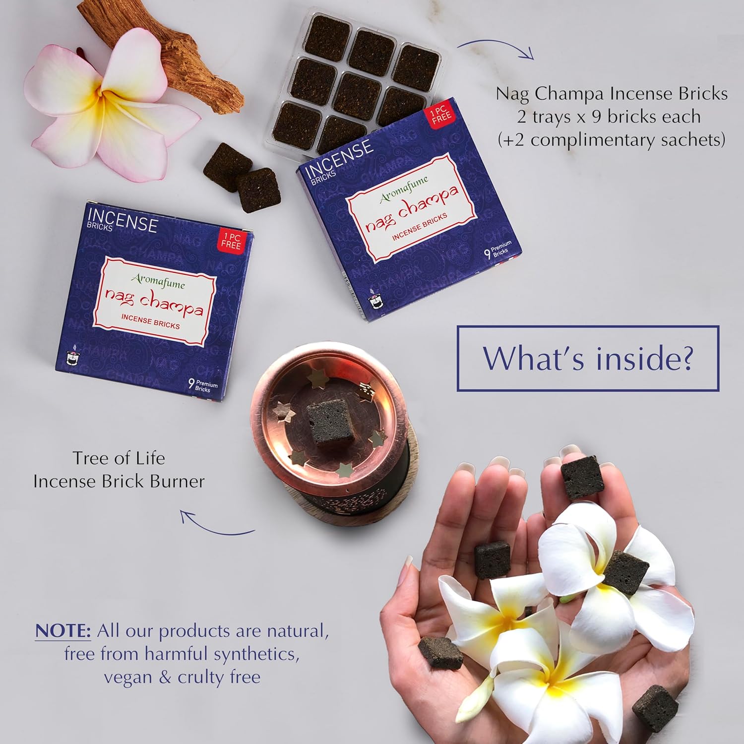 Aromafume Nag Champa Incense Bricks Refill Pack 3 x 9 Bricks