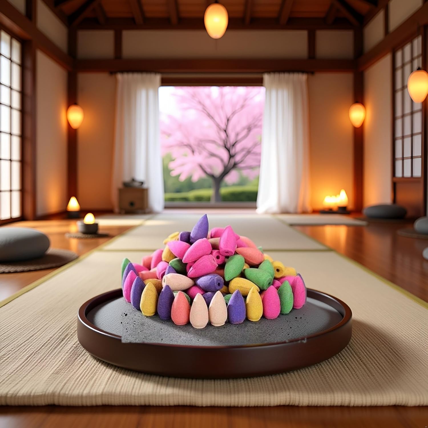 60 Pcs Mixed Natural Scents Mini Backflow Incense Cones for Home Patio and Meditation