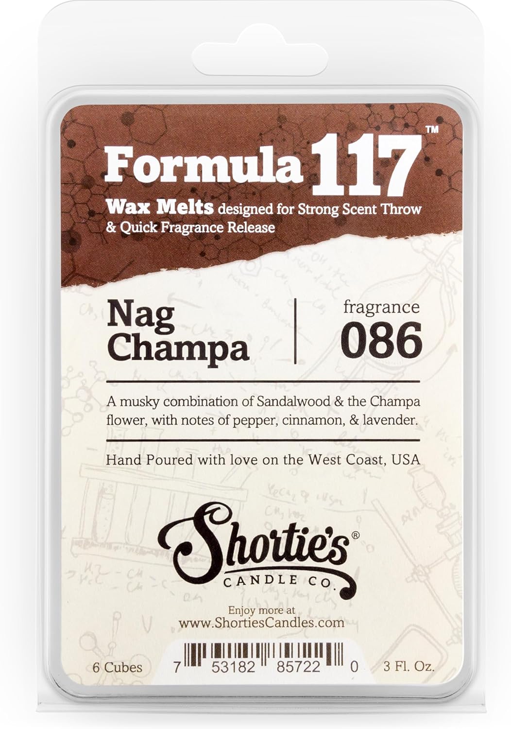 Shorties Candle Company Nag Champa Wax Melts 3 Oz Bar