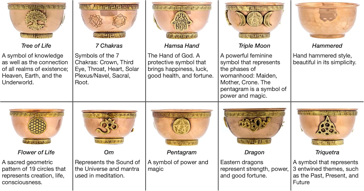 7 Chakras Copper Offering Bowl for Altar Use