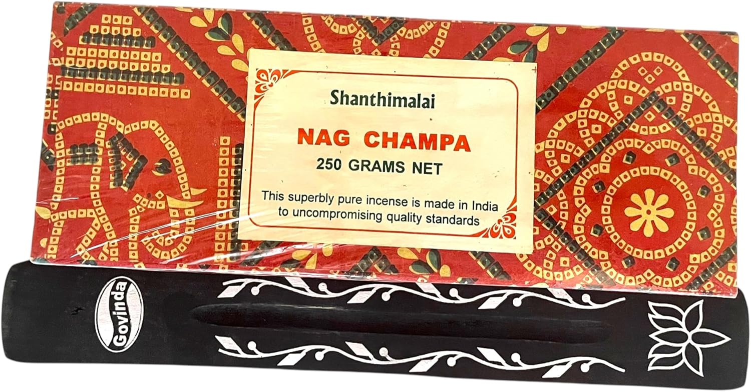 Govinda Shanthimalai Red Nag Champa 250 Grams and Holder