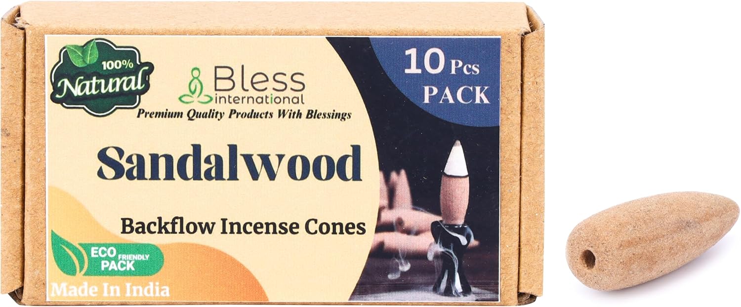 Bless International Natural Sandalwood Incense Cones 10 Count