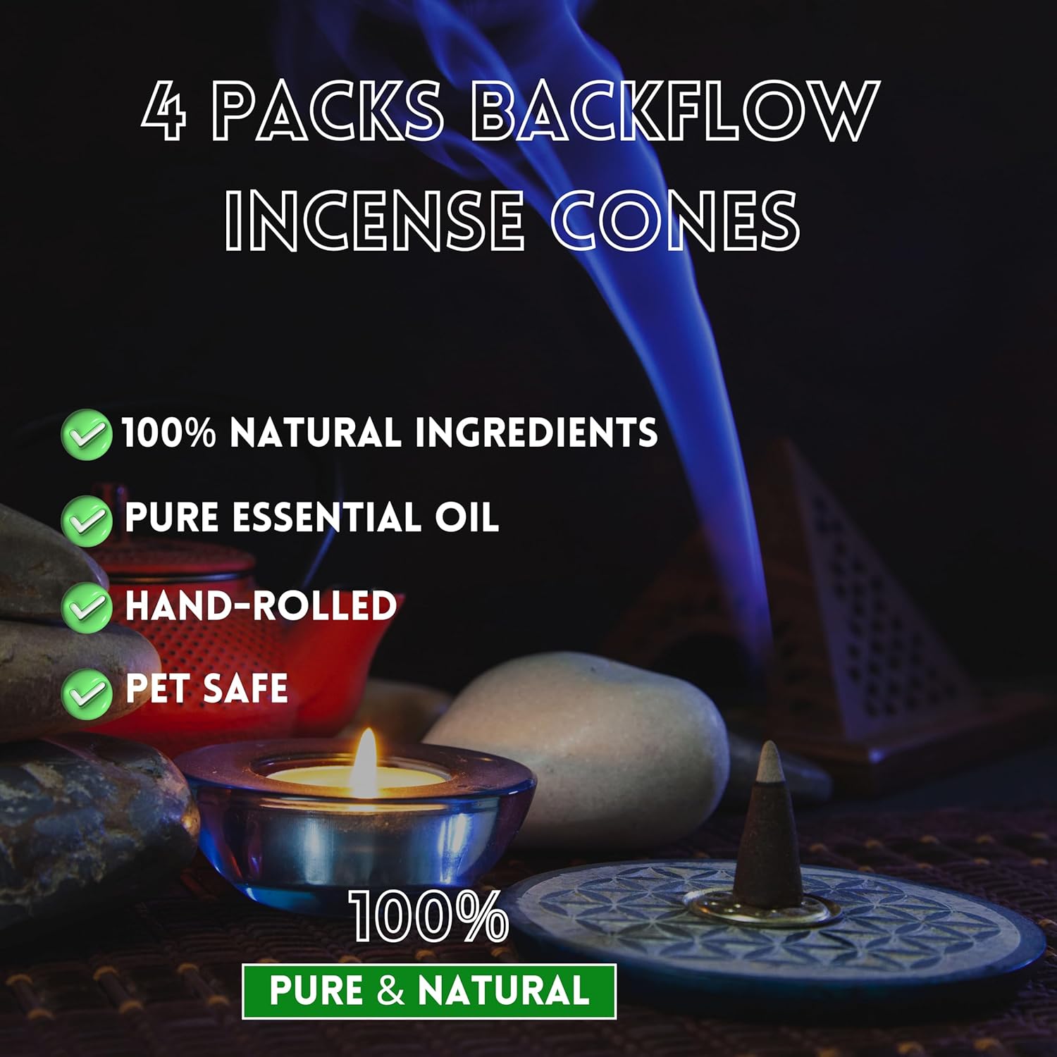 Soul Sticks Backflow Incense Cones 40PCS Organic Aromatic Set