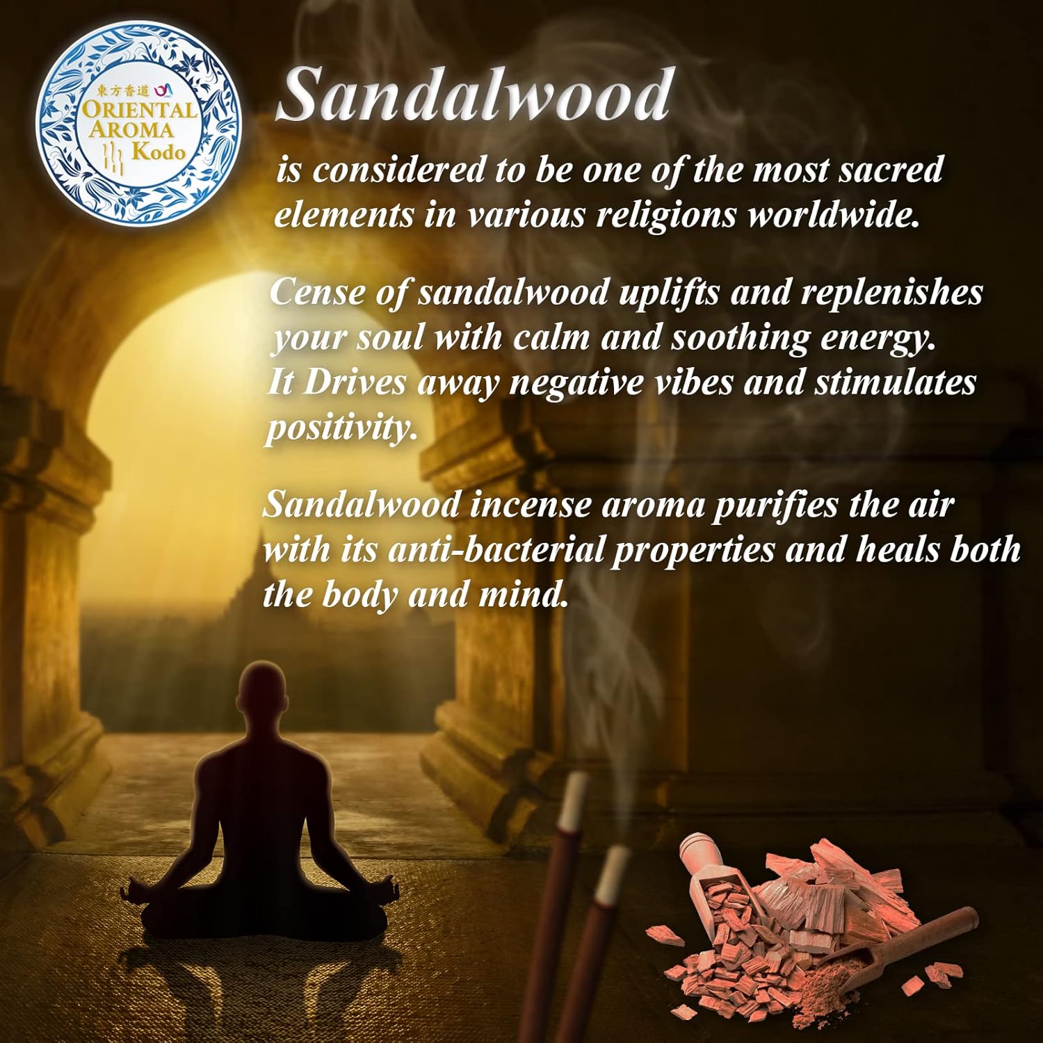 U-MATE Sandalwood Incense Sticks Natural 2 Tubes Pack