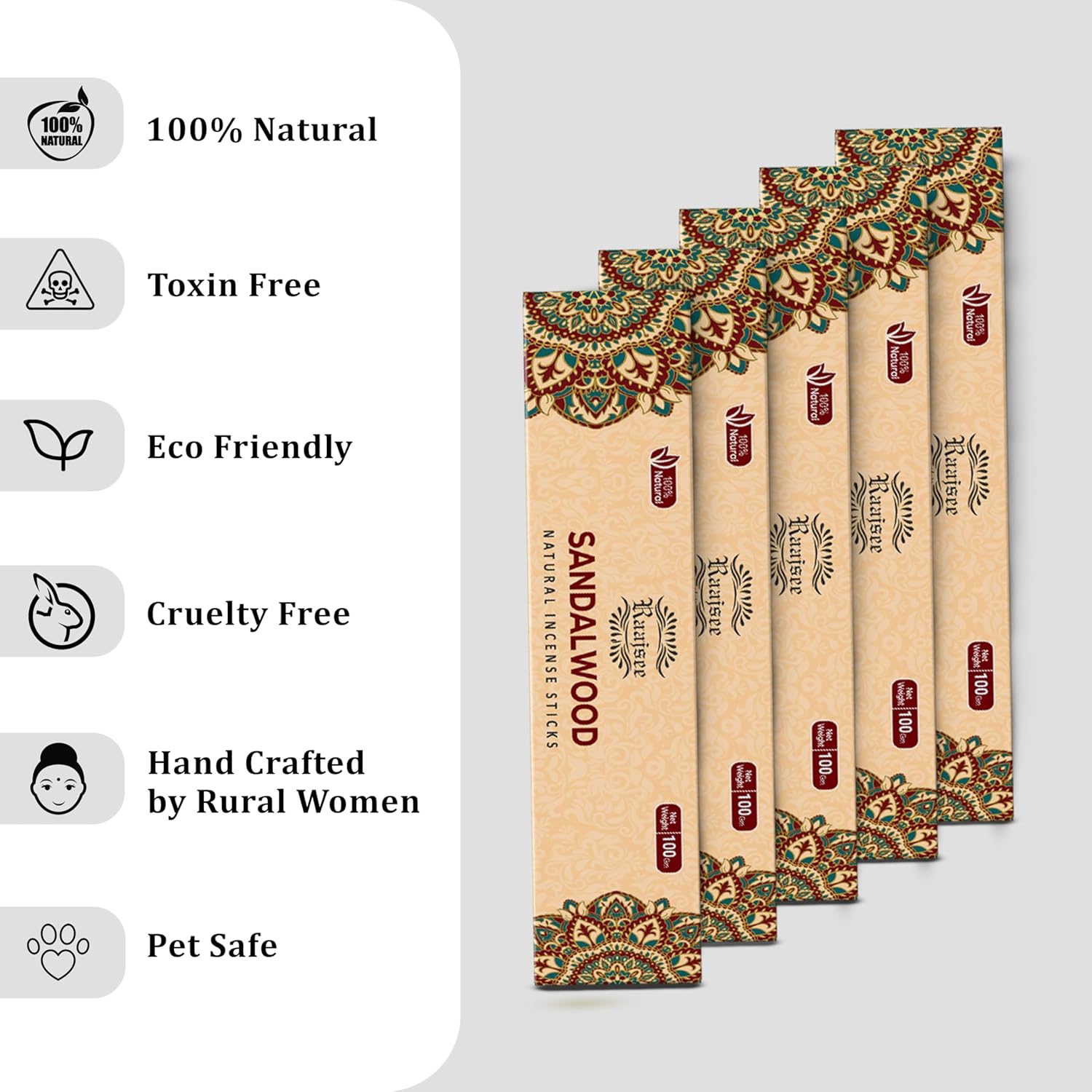 Raajsee Sandalwood Incense Sticks Pack of 12 180 gm