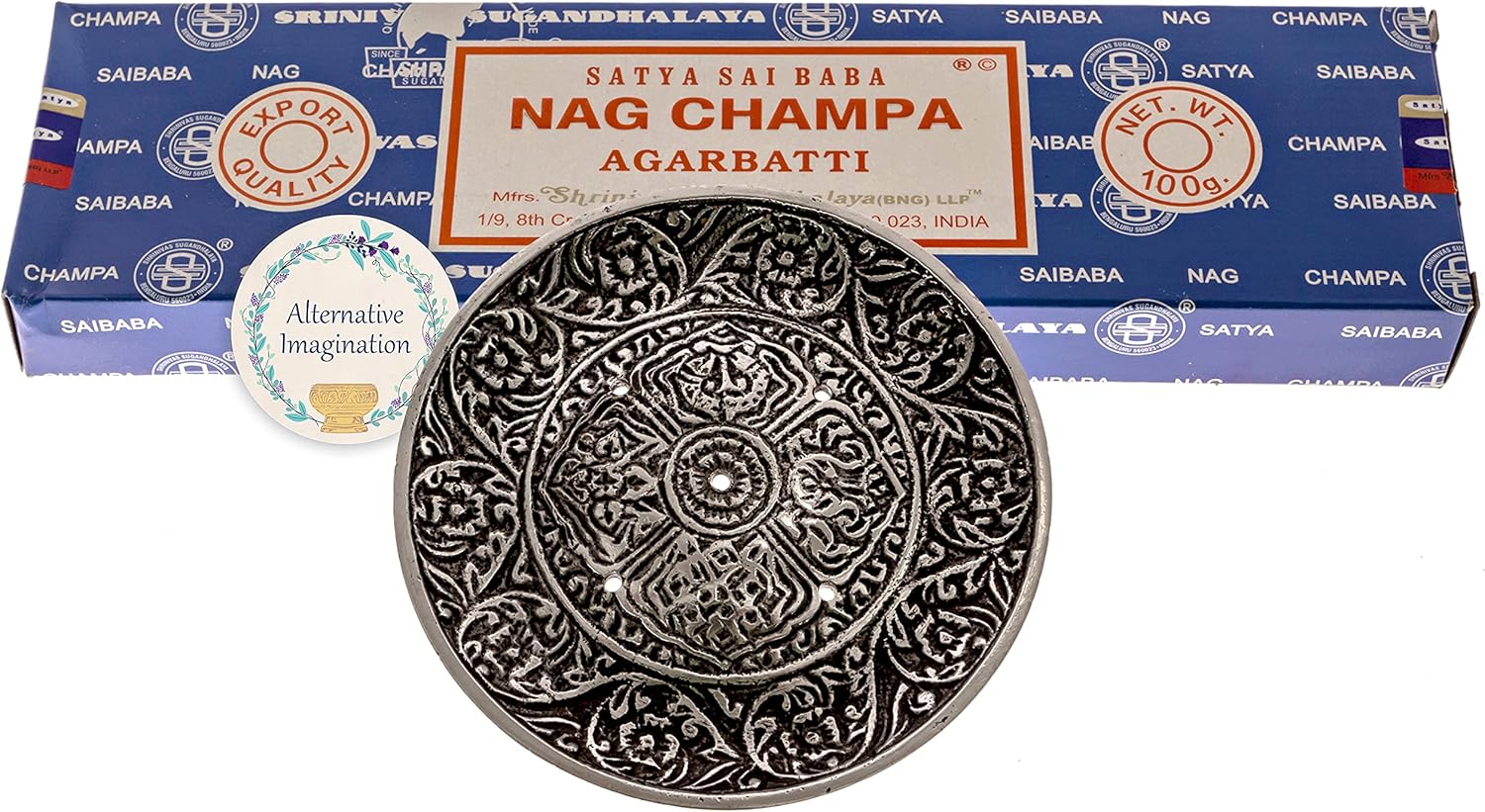 Nag Champa Incense with Tibetan Burner Holder - 100 Grams