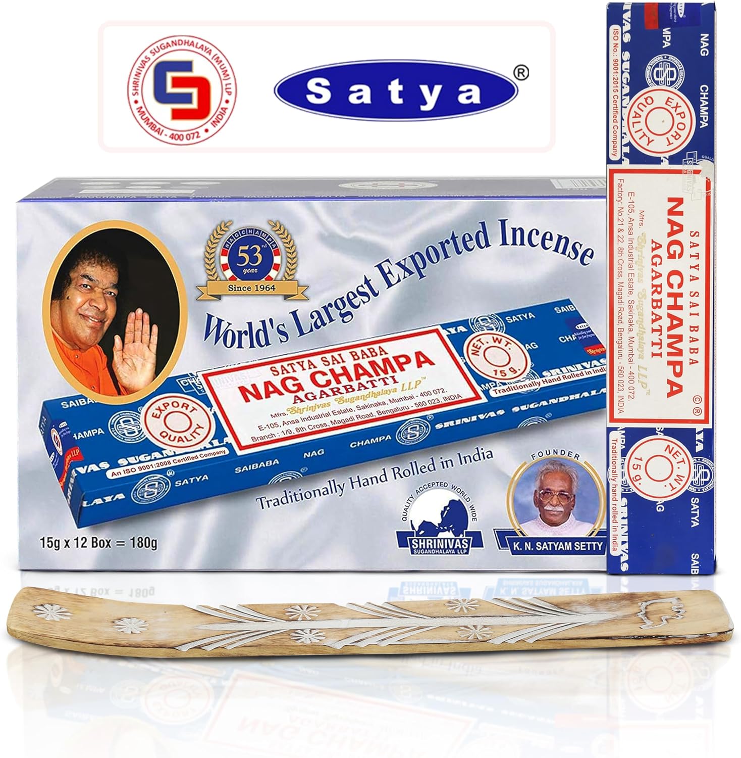 Satya Nag Champa Incense Sticks 180 Gm with Holder