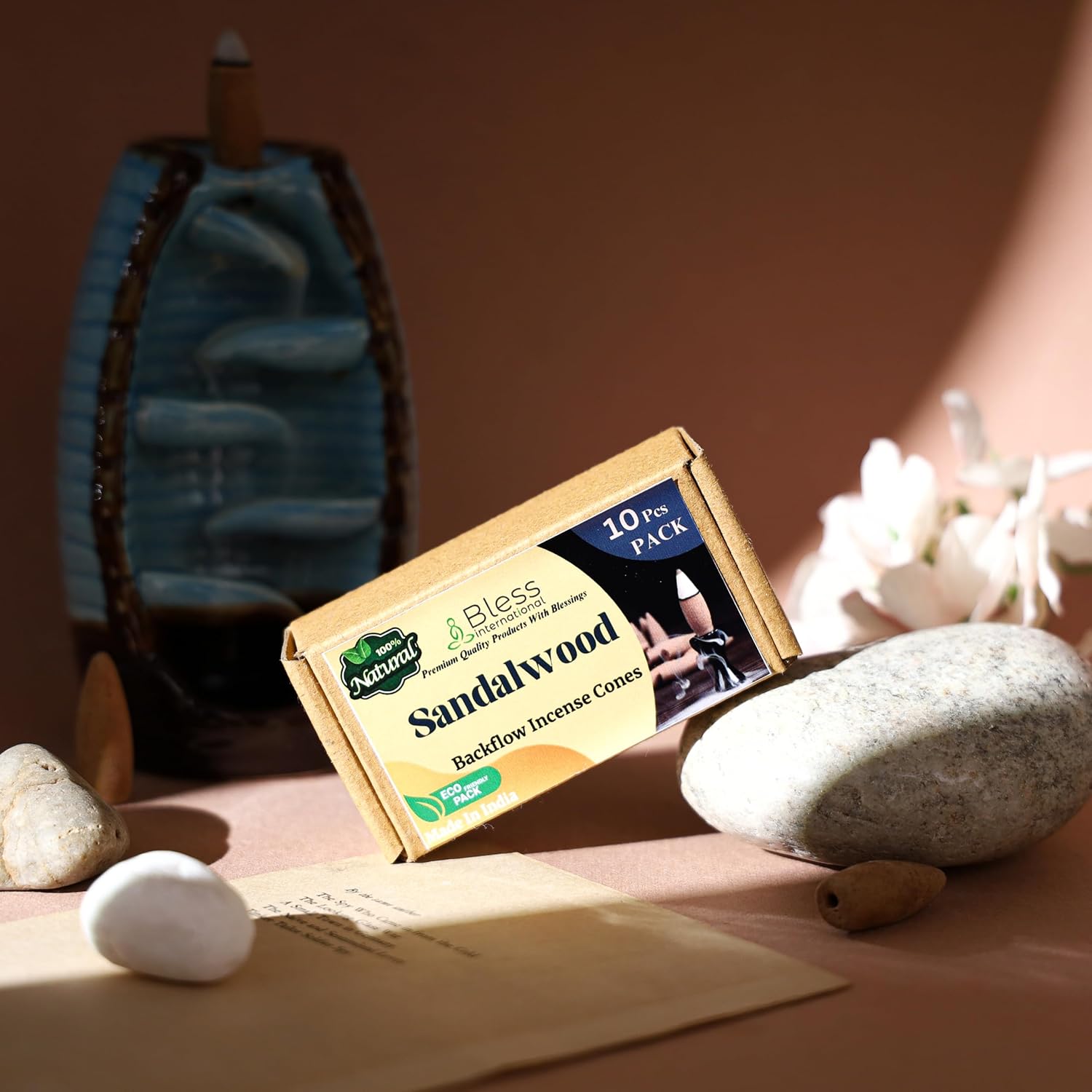 Bless International Natural Sandalwood Incense Cones 10 Count
