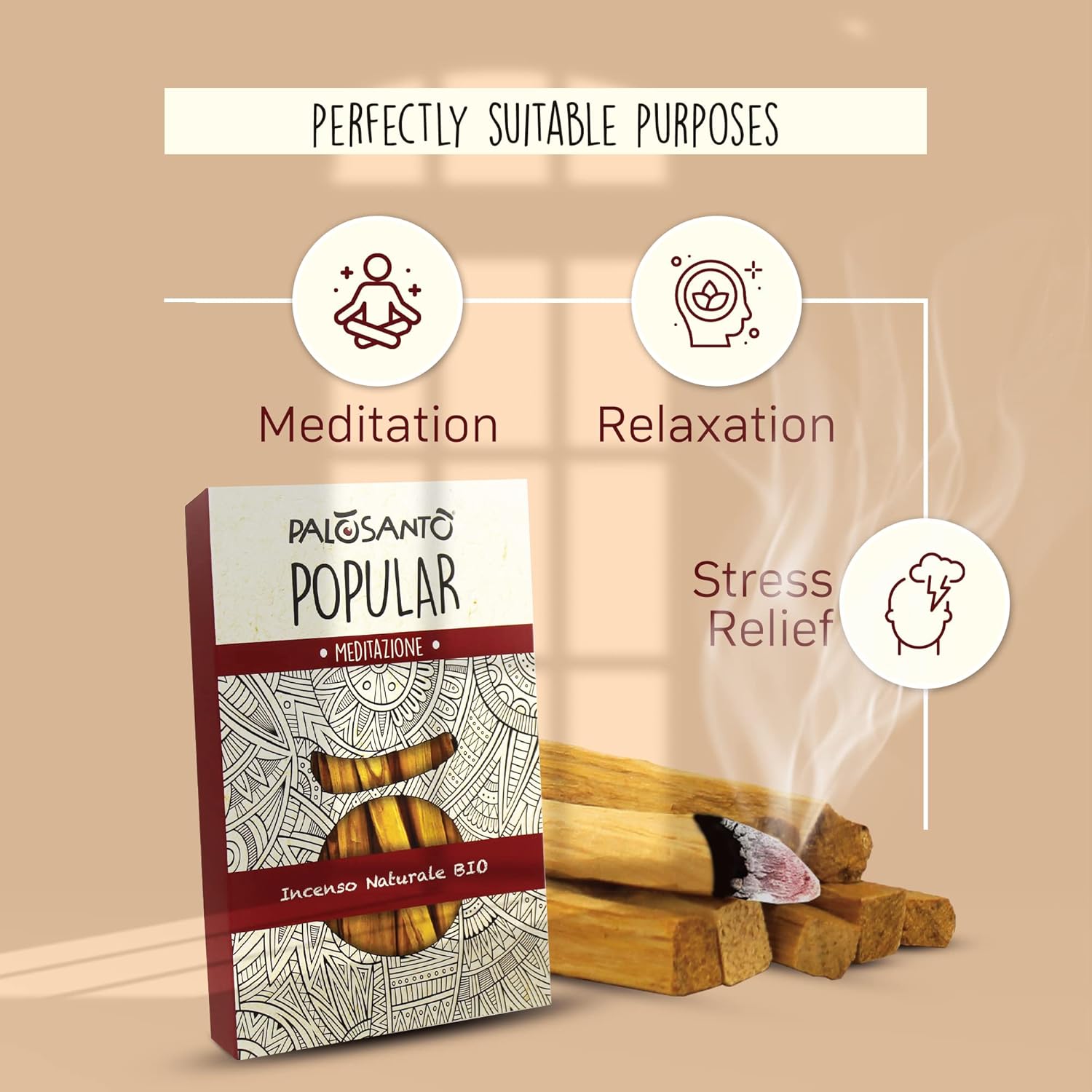 PALOSANTO - Organic Palo Santo Incense Sticks for Meditation and Stress Relief