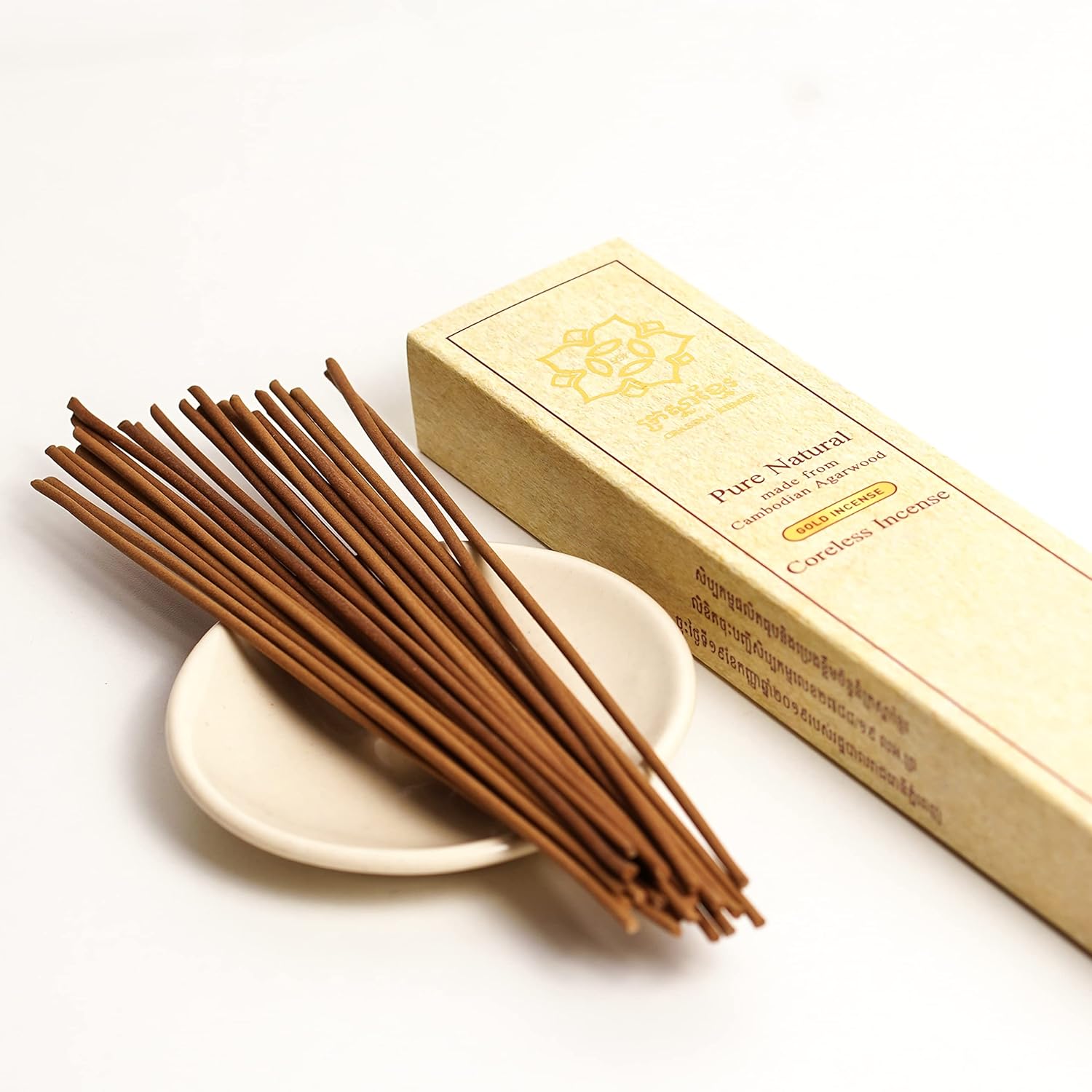Cambodian Agarwood Oud Incense Sticks - Gold Coreless
