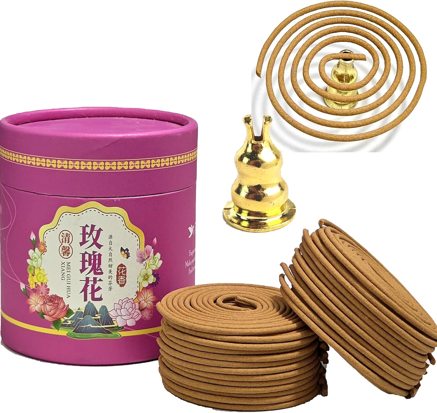 AmaSiverRock Rose Spiral Incense Coils 48 Pcs