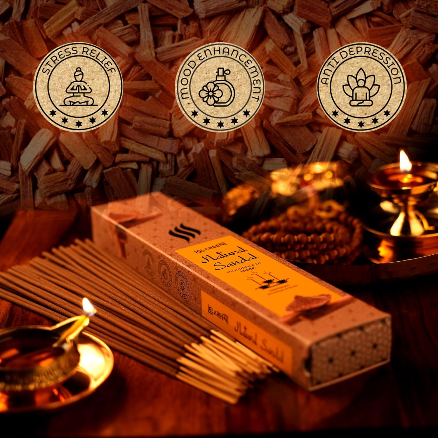 Natural Sandalwood Agarbatti Incense Sticks Pack of 50