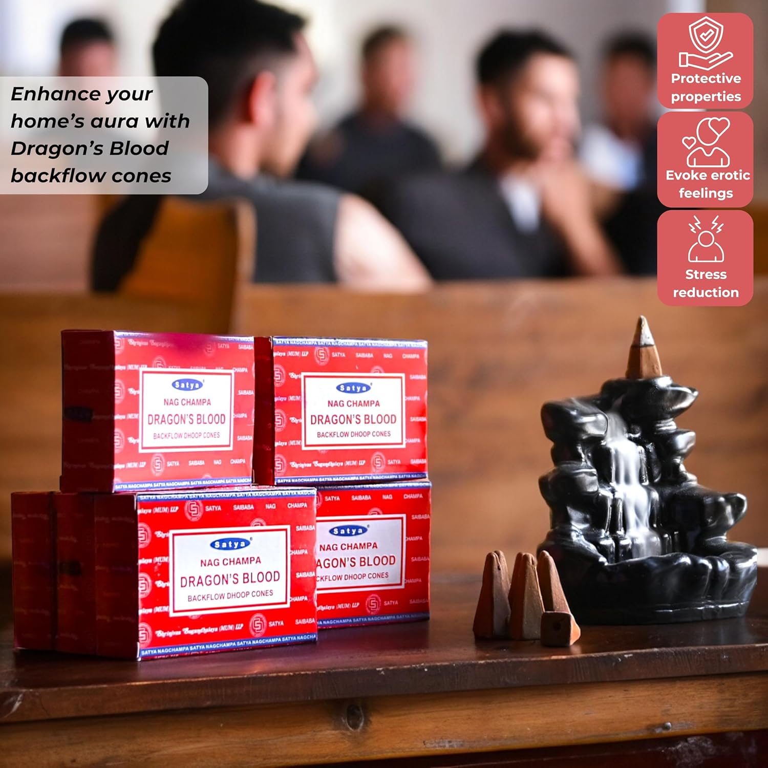 Dragons Blood Incense Cones for Waterfall Fountain - Pack of 6