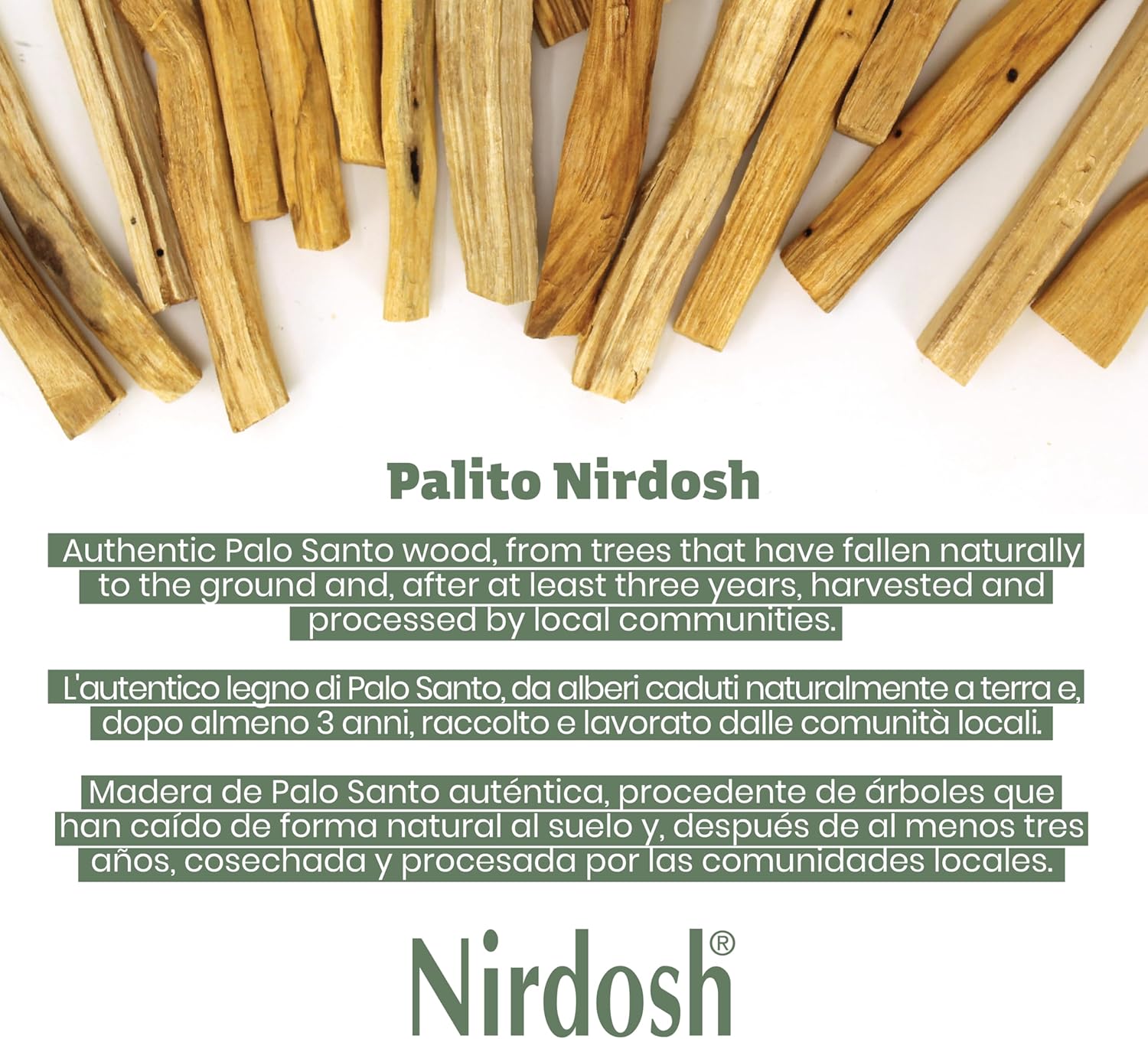 NIRDOSH Natural Palo Santo Sticks 25 Pack for Yoga and Meditation