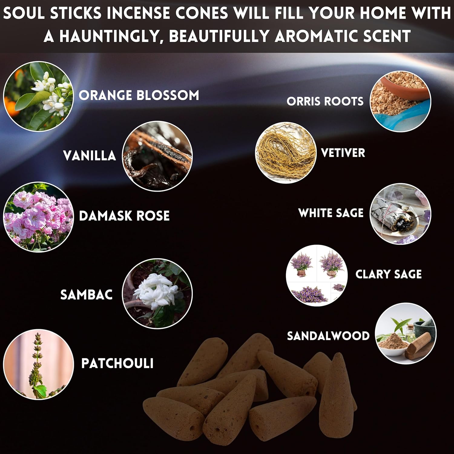 Soul Sticks Assorted Backflow Incense Cones for Meditation and Yoga