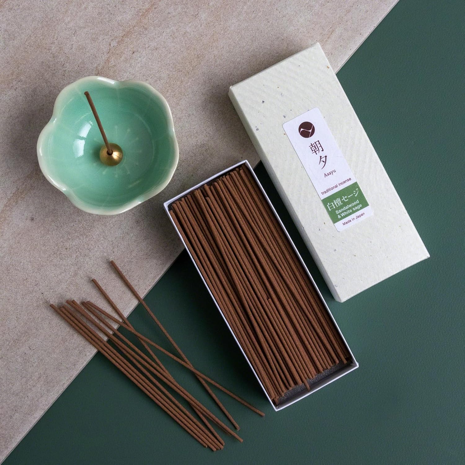 Asayu Japan Sandalwood White Sage Incense Sticks 40gr for Meditation and Yoga