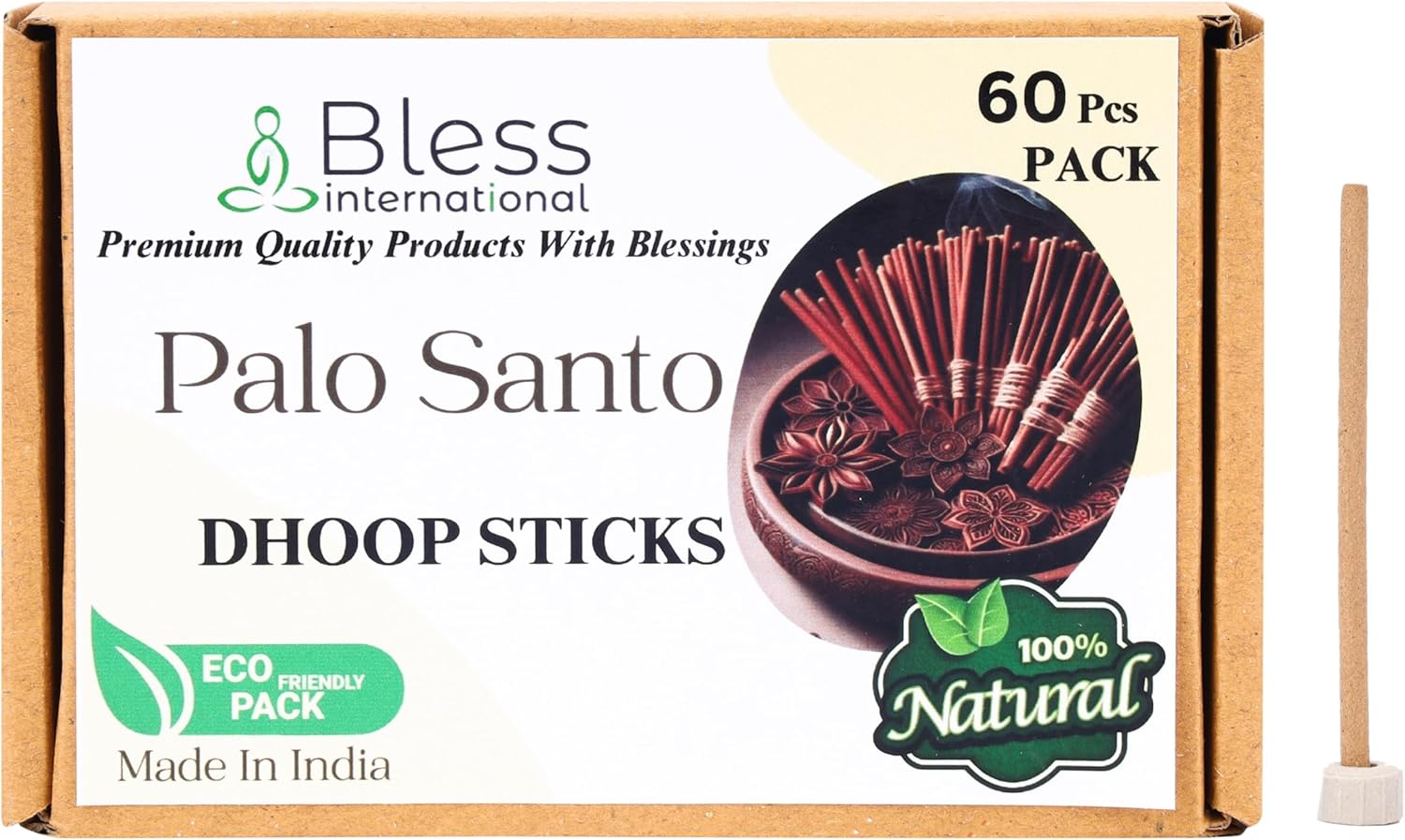 Bless International Palo Santo Incense Sticks 60 Count 45 Inches Natural Organic