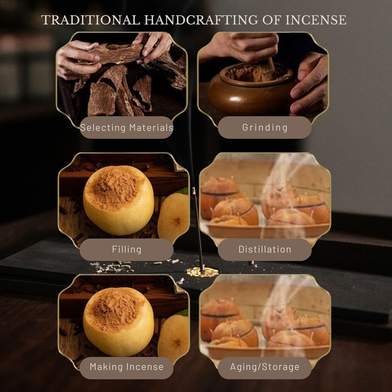 TUDMOEOL 200Pcs Natural Incense Sticks for 30 Mins with Lid Holder