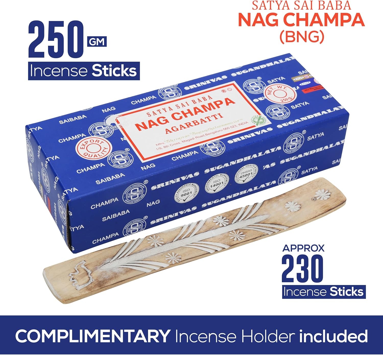 Raajsee Incense Holder Bundle with Nagchampa Incense Sticks