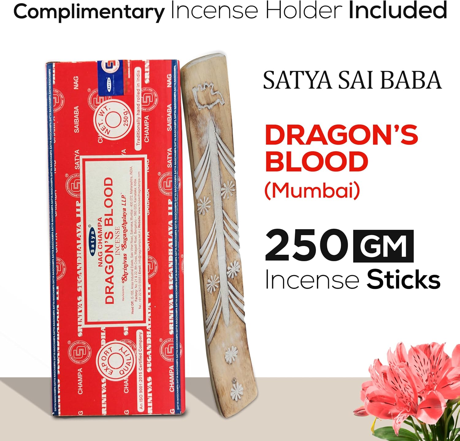 Raajsee Satya Nag Champa Dragon Blood Incense Sticks 250gm Pack with Holder