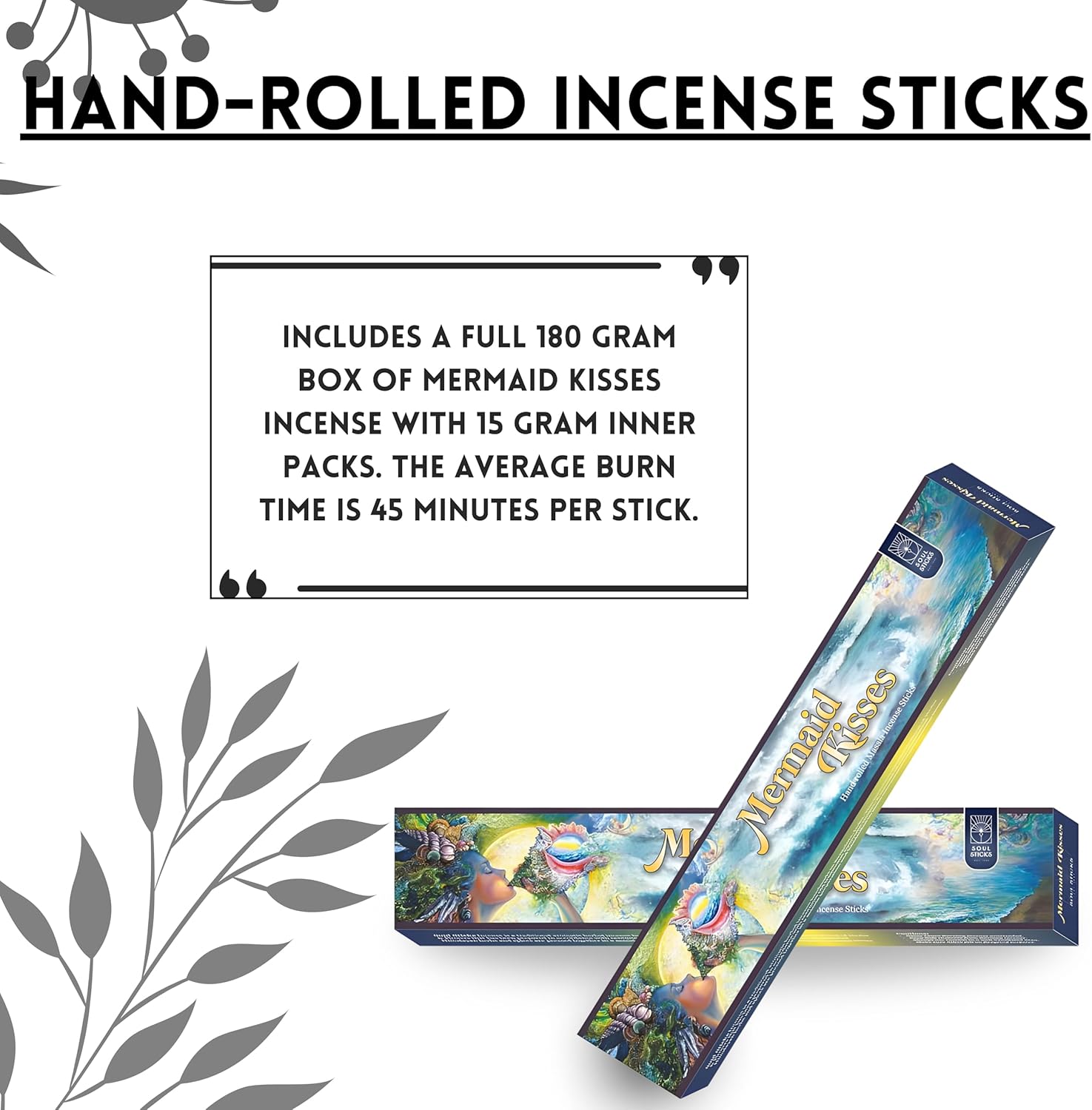 Soul Sticks Natural Incense Sticks 12 Pack Box Mermaid Kisses