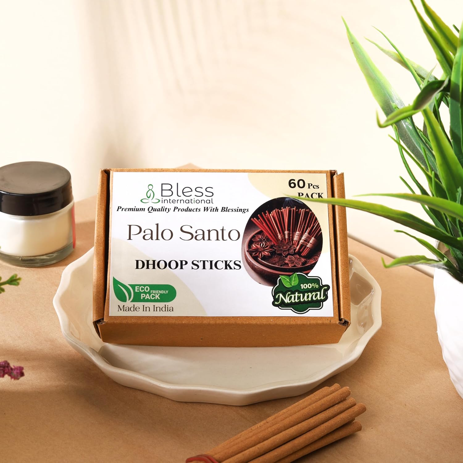 Bless International Palo Santo Incense Sticks 60 Count 45 Inches Natural Organic