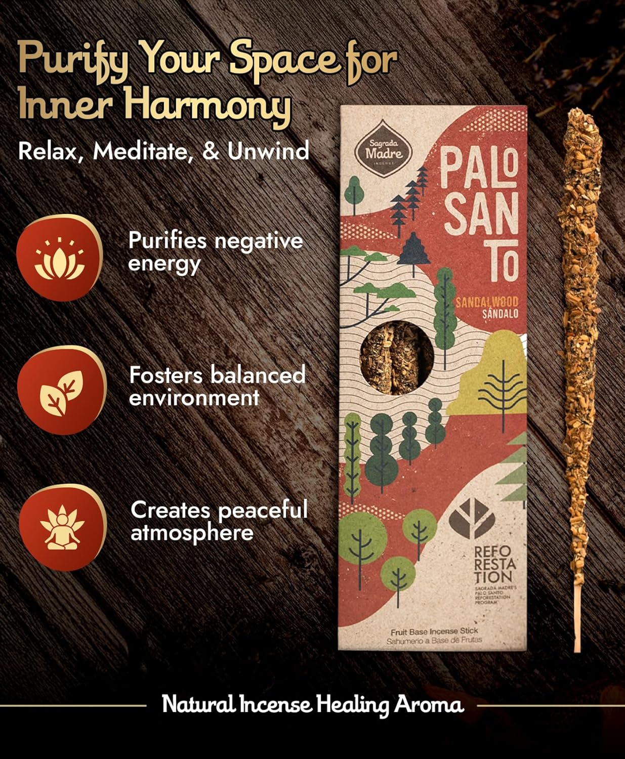 4pcs Wildly Harvested Palo Santo Incense Sticks - Non-Toxic Aromatic 67 Long