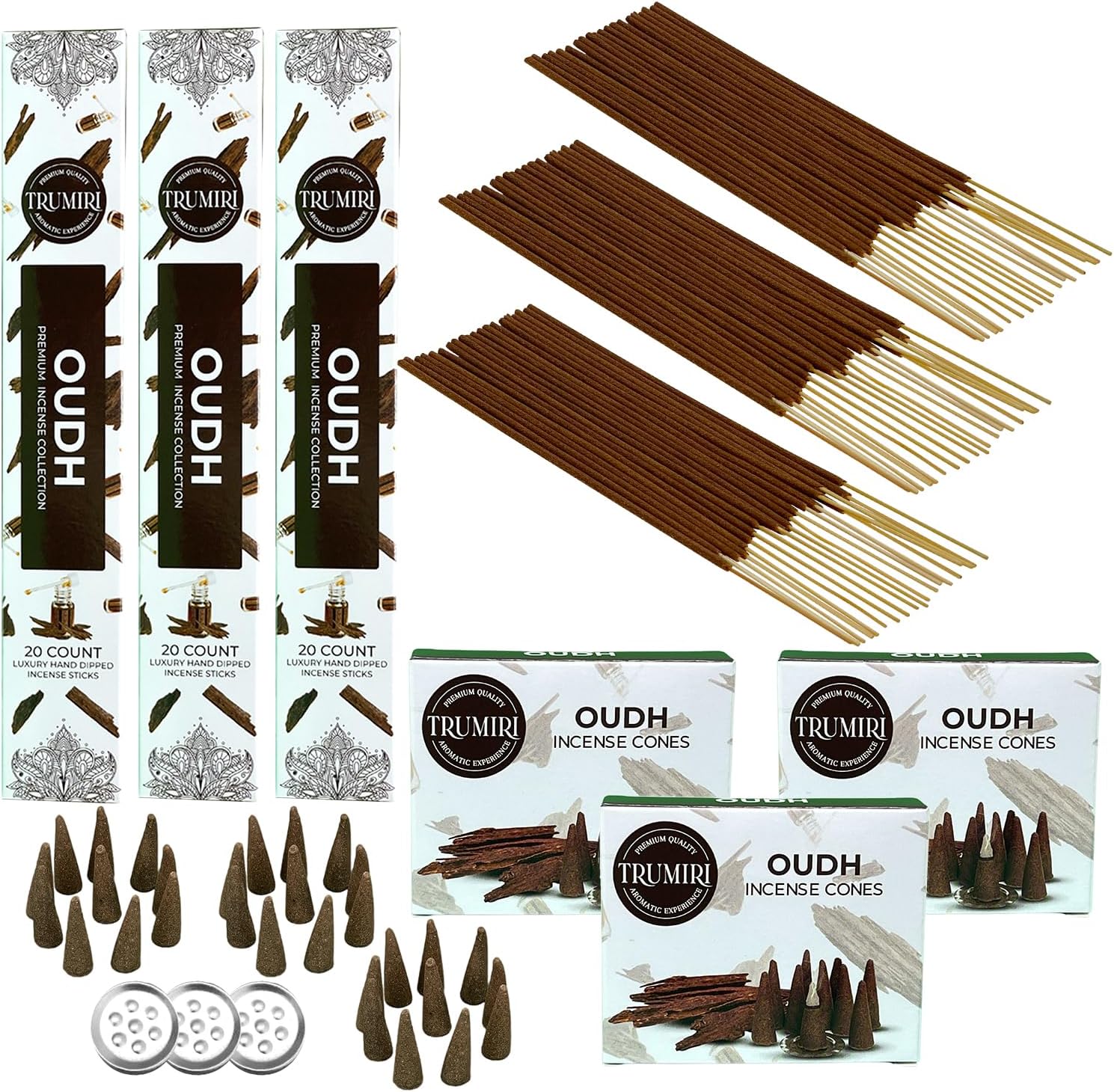 TRUMIRI Oud Incense Sticks Cones Combo Pack