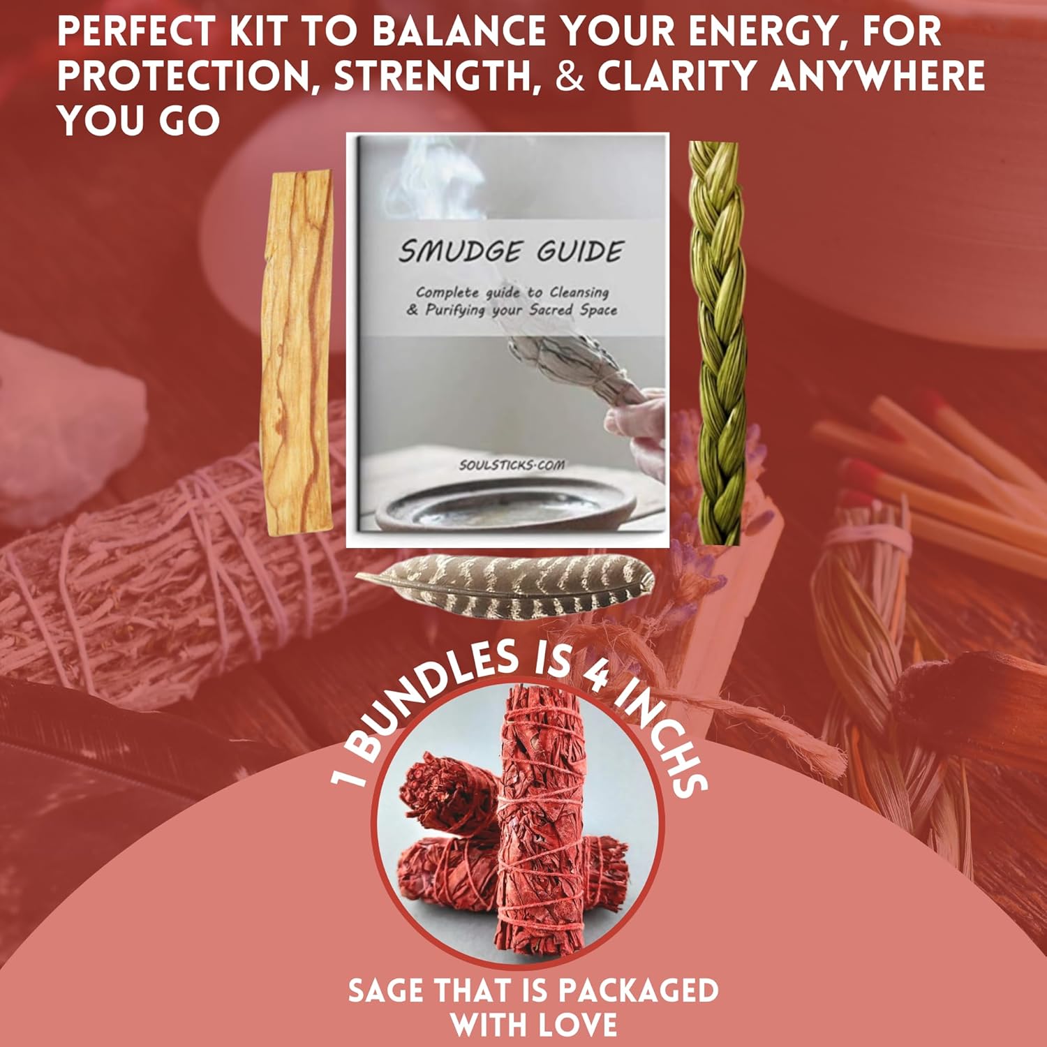 Ancientveda Organic Smudge Kit with Guide