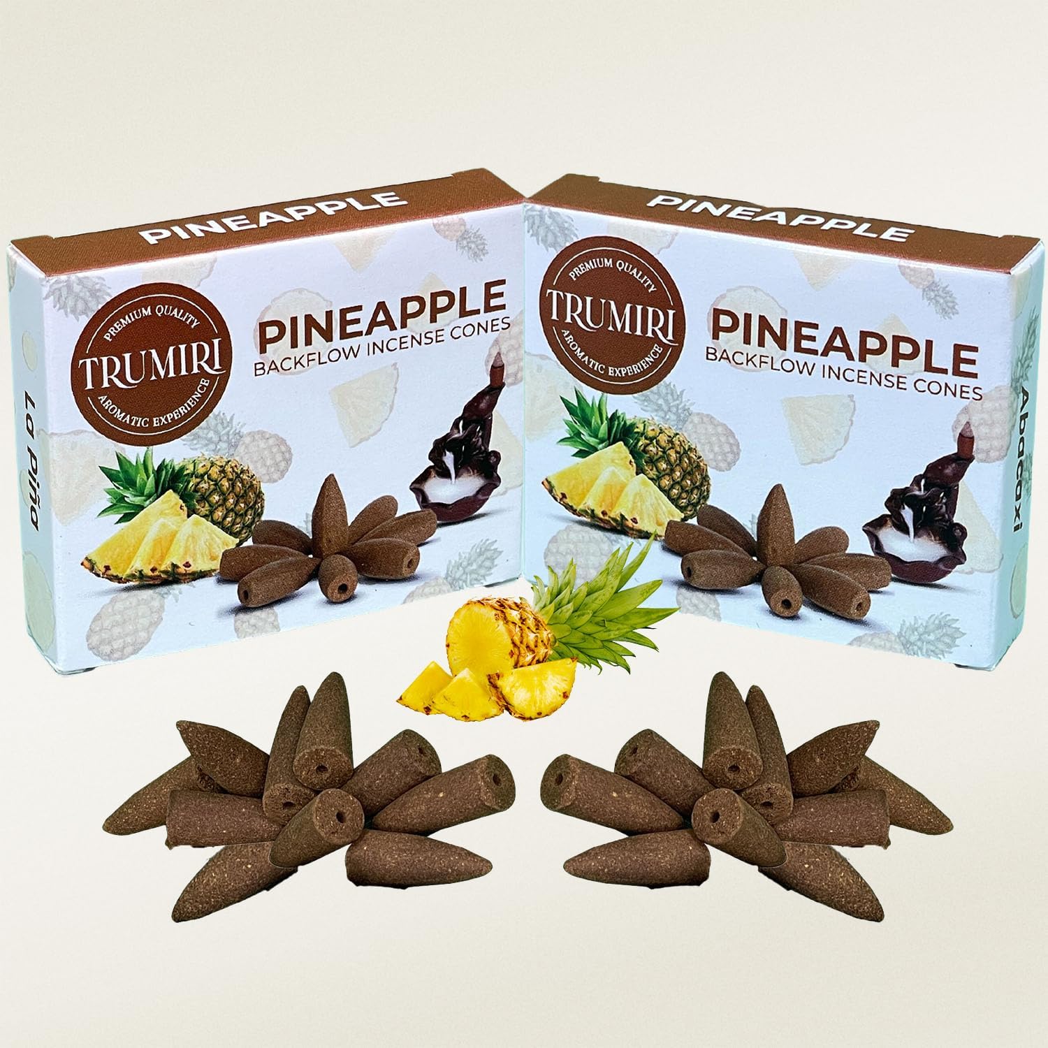 TRUMIRI Pineapple Backflow Incense Cones - 20 Pack Dual Set