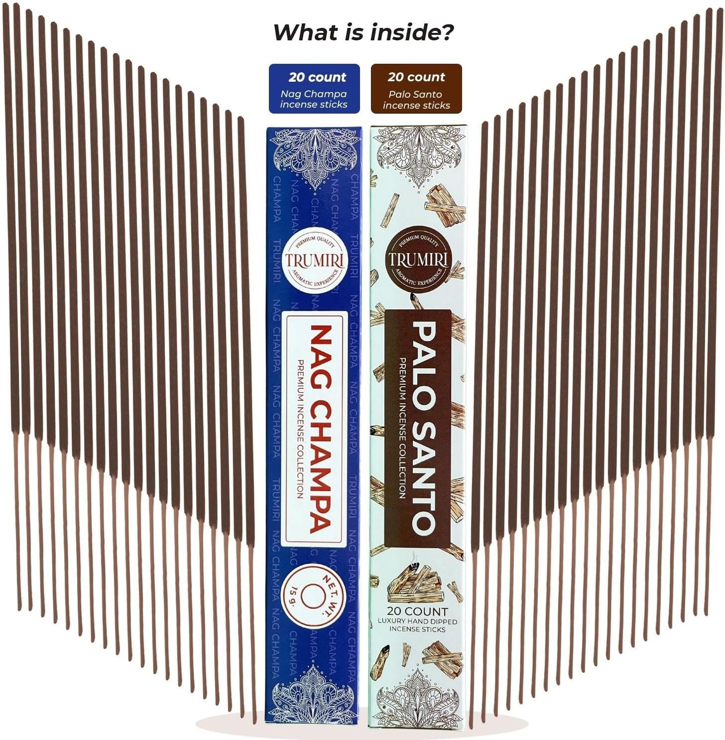 Trumiri Incense Sticks - 35 Pack with 15 Nag Champa and 20 Palo Santo