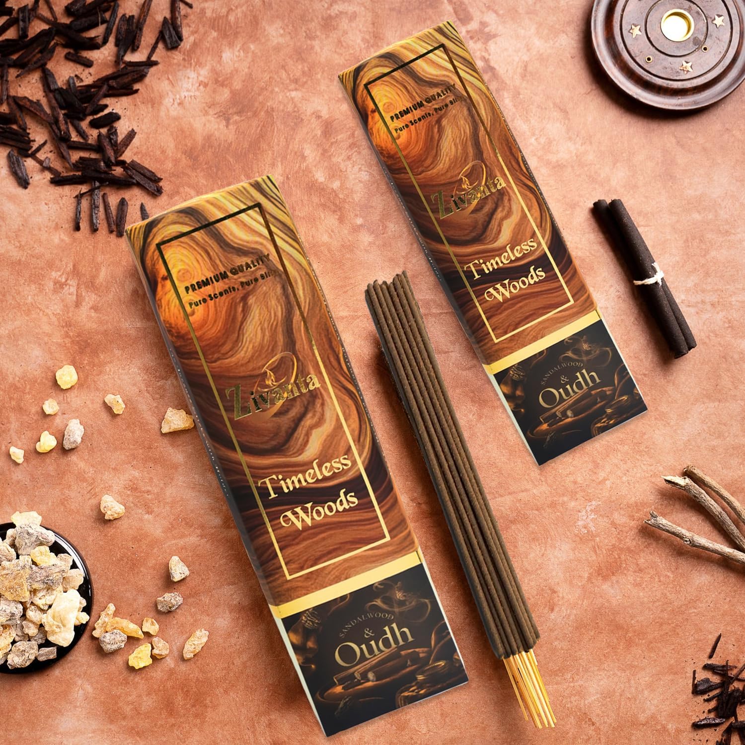Zivanta Timeless Wood Incense Sticks Oudh Sandalwood Blend