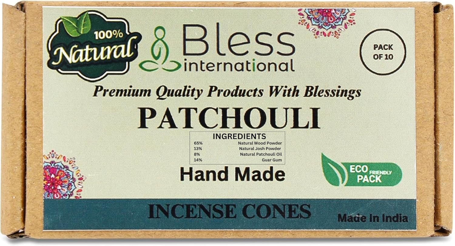 Bless International Patchouli Natural Incense Cones 10 Count