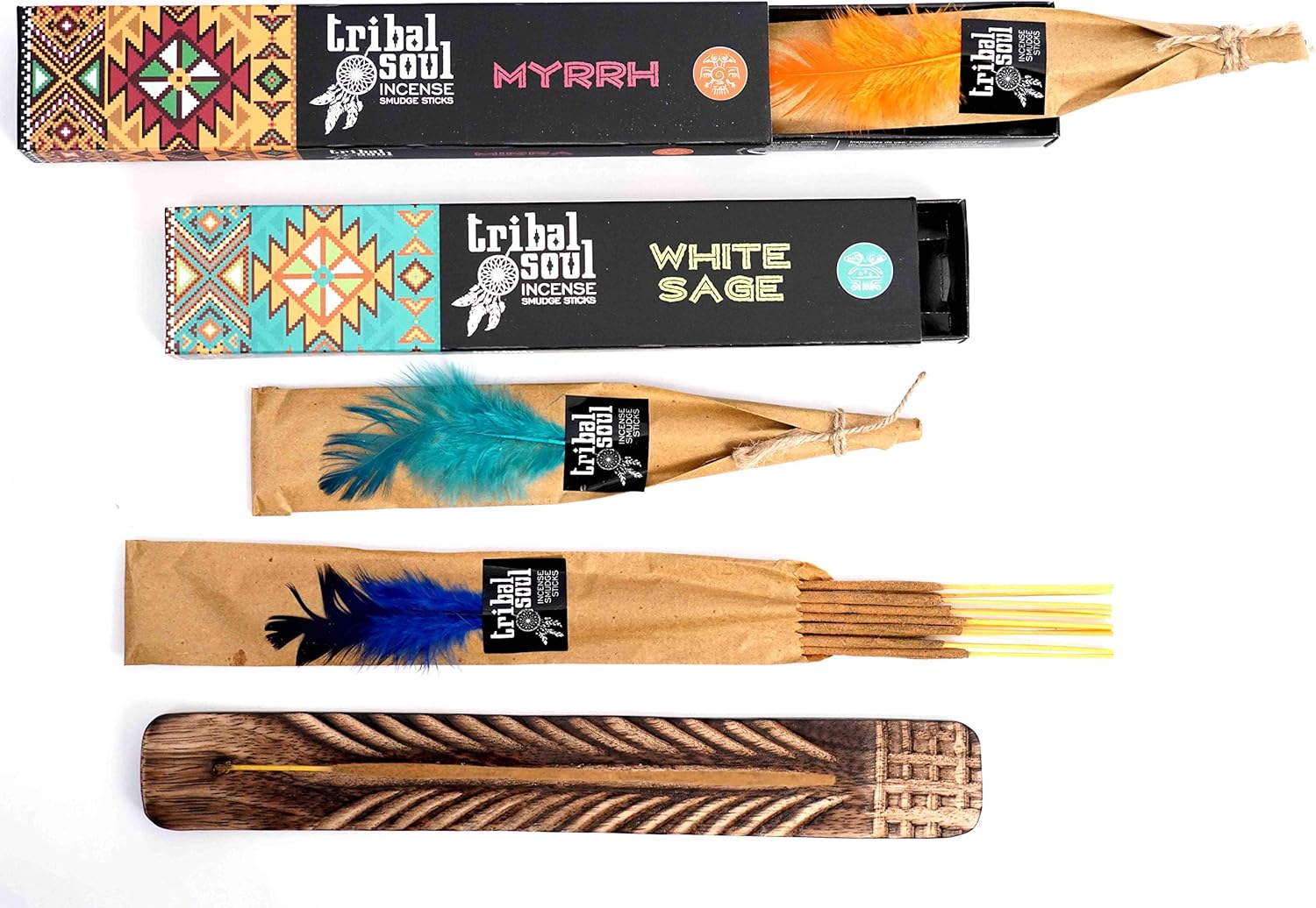 Tribal Soul INTB8 Incense Smudge Sticks Set with Burner