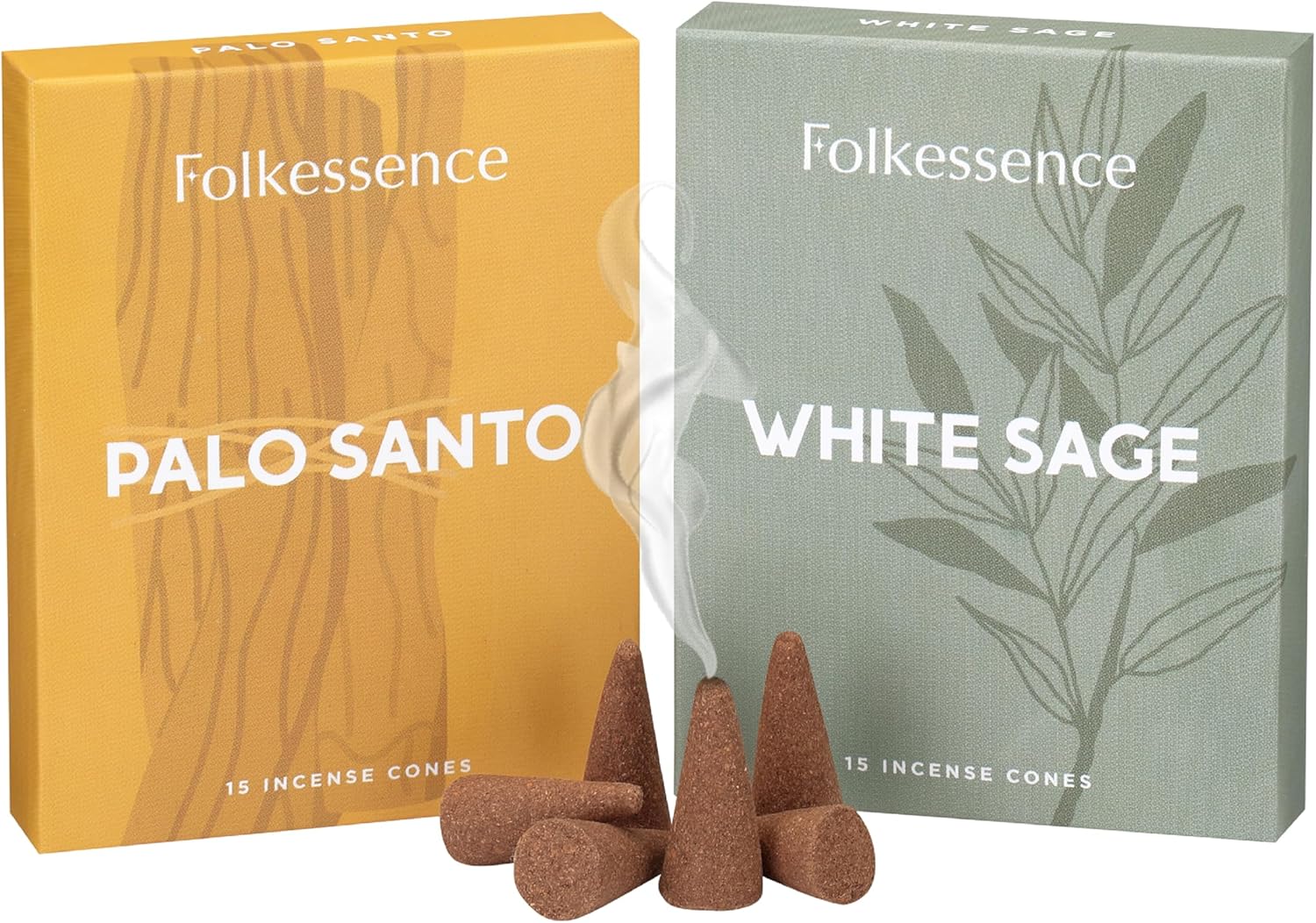Folkulture Incense Cones Set of 30 - White Sage Palo Santo Natural Fragrances
