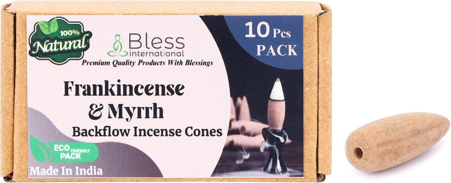 Bless International Frankincense and Myrrh Incense Backflow Cones 10 Count