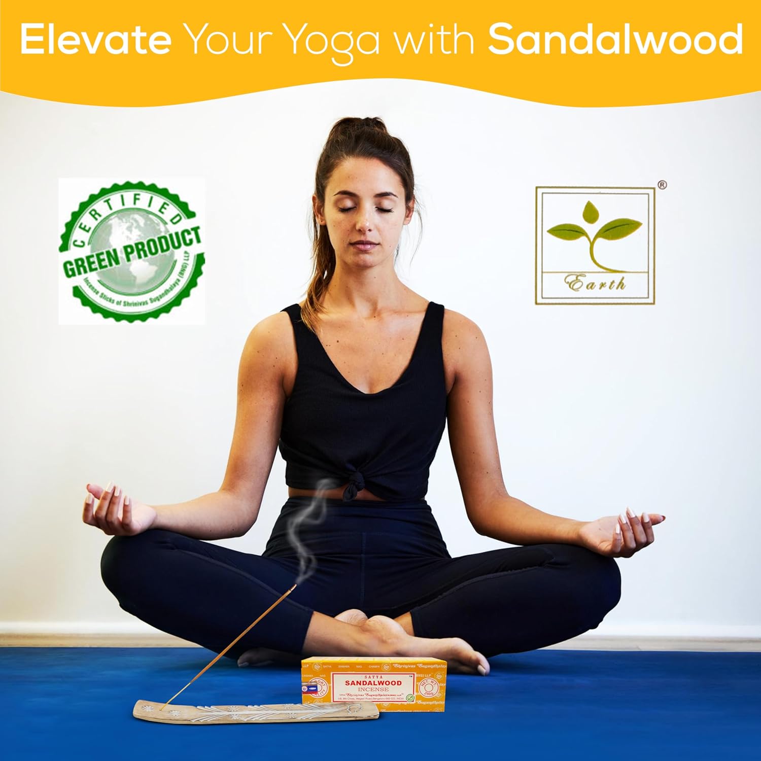 Satya Sandalwood Incense Sticks 250gm Pack with Raajsee Holder