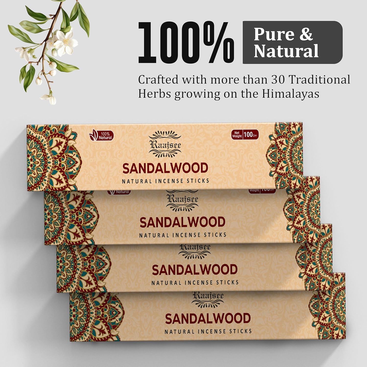 Raajsee Sandalwood Incense Sticks Pack of 12 180 gm