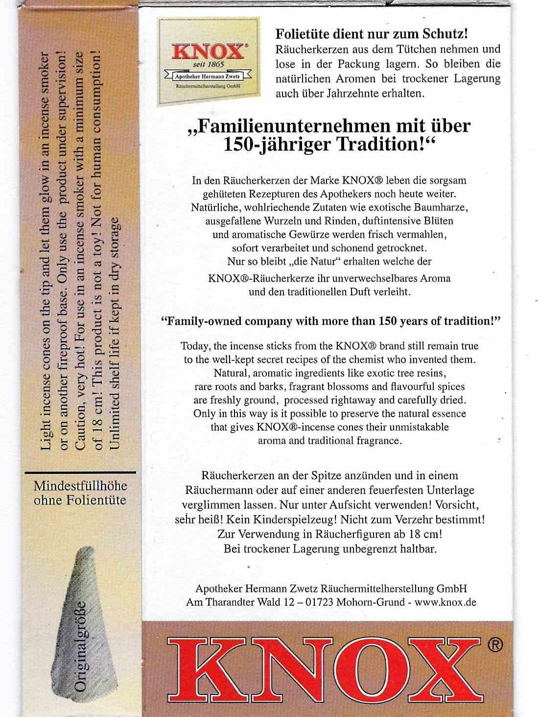 Knox Seiffen German Incense Cones Variety Pack